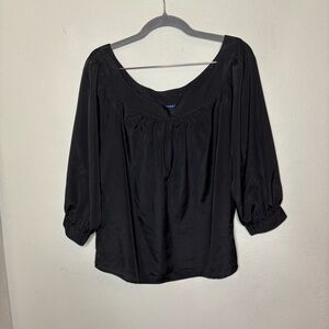 NWT Maeve (Anthropologie) Black Blouse with Gathered Sleeves XS